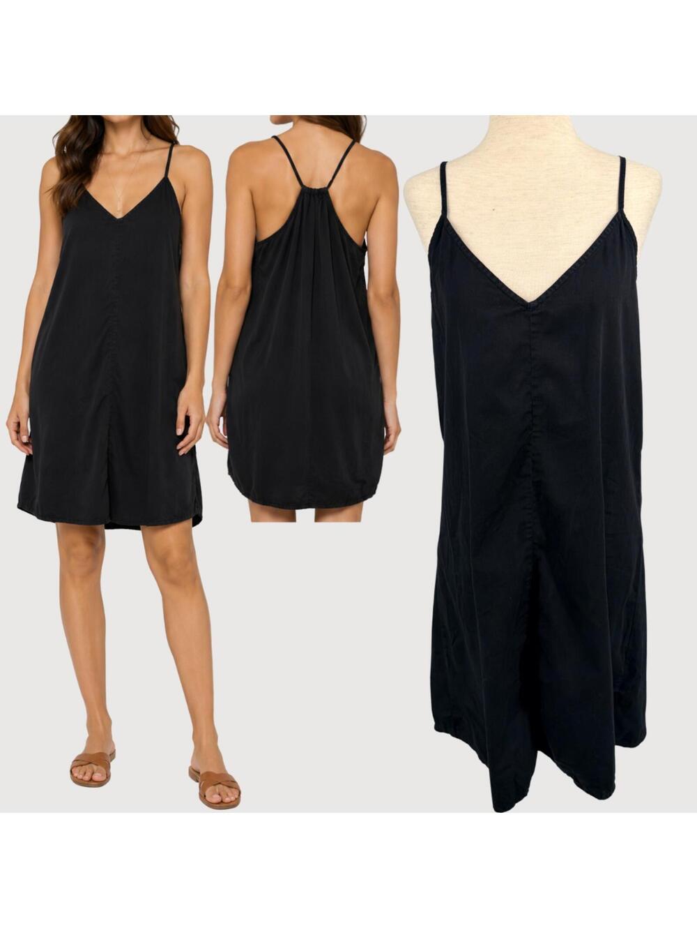 Ali Golden Black Cotton Slip Dress Made USA M
